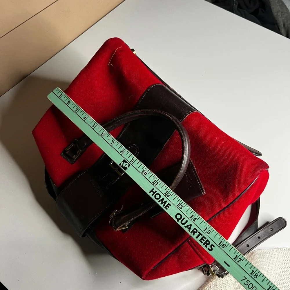 Hartmann Vintage Red Wool Leather Trim Duffel Bag Travel Carry On Luggage